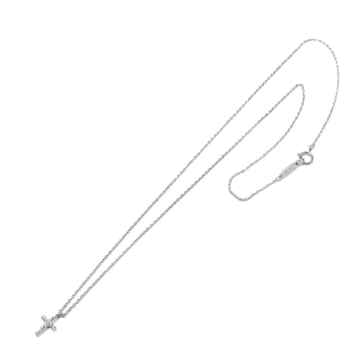 Cross Diamond Necklace 18K White Gold 750