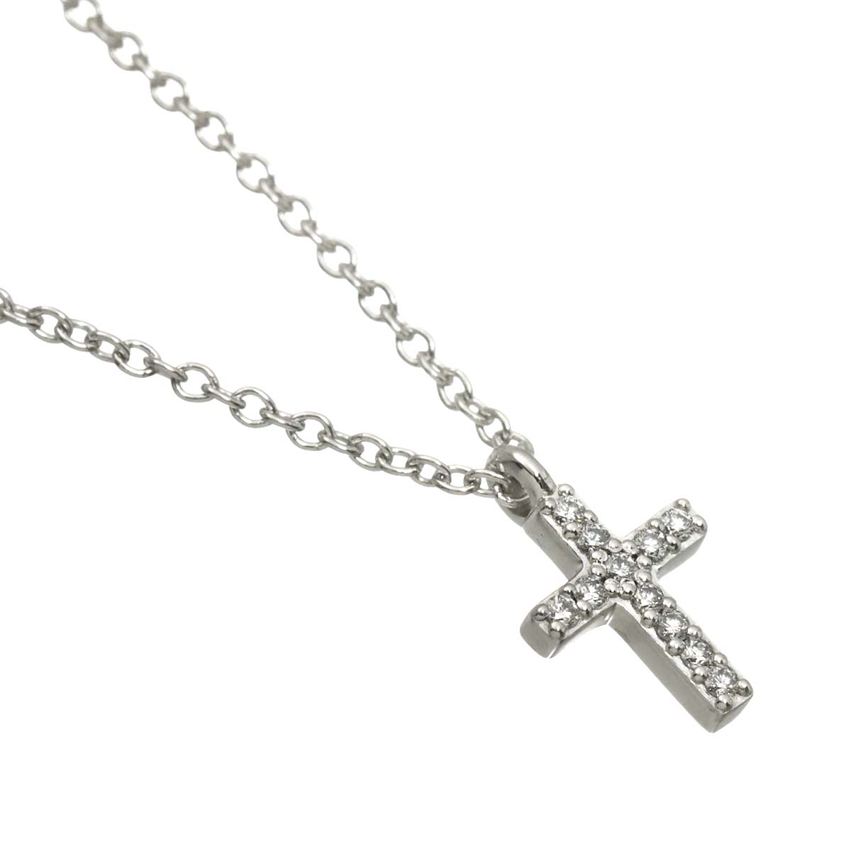 Cross Diamond Necklace 18K White Gold 750