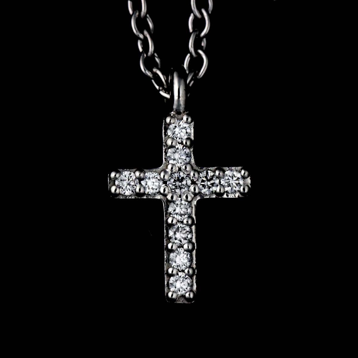 Cross Diamond Necklace 18K White Gold 750