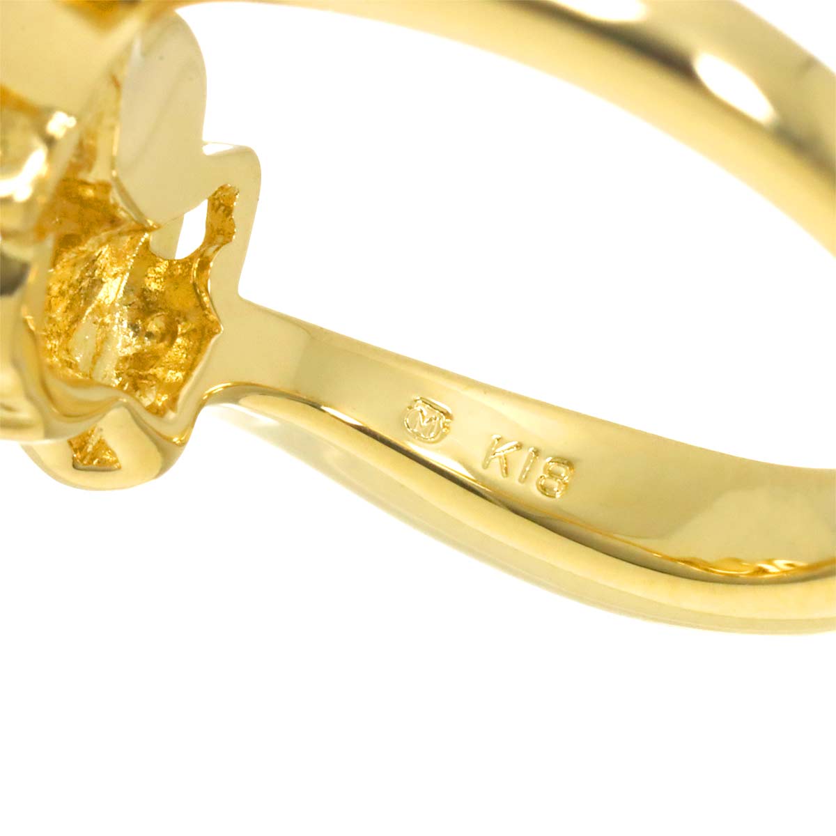 Akoya Pearl 6.3mm Diamond Ring 18K YG 750 size4.75-5(US)