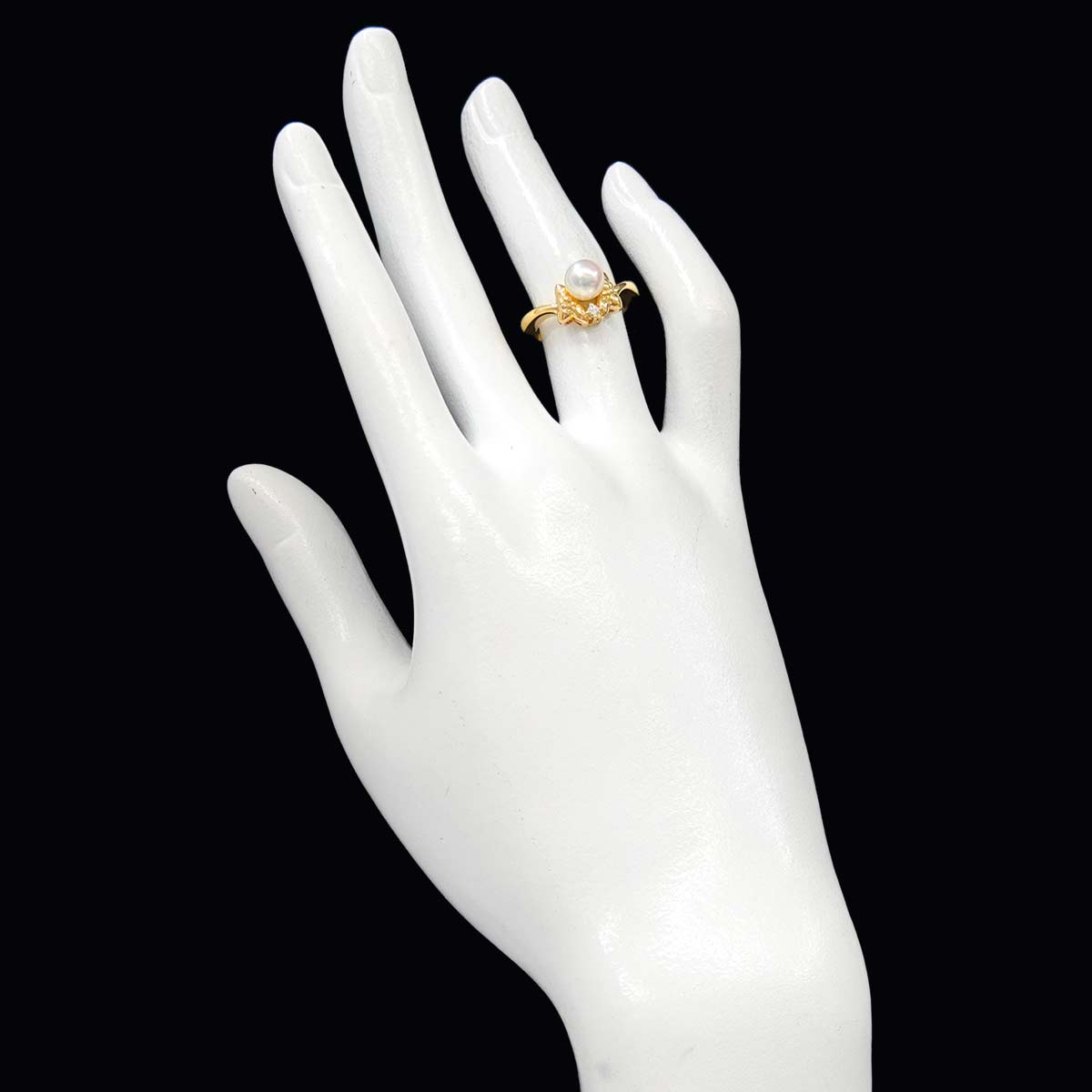 Akoya Pearl 6.3mm Diamond Ring 18K YG 750 size4.75-5(US)