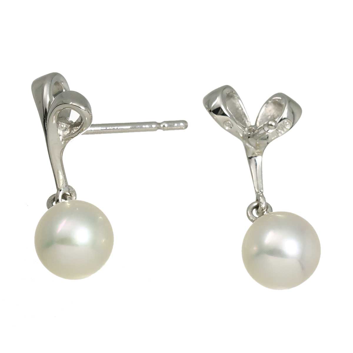 Akoya Pearl 6.3mm Earrings Pierced 18K WG 750