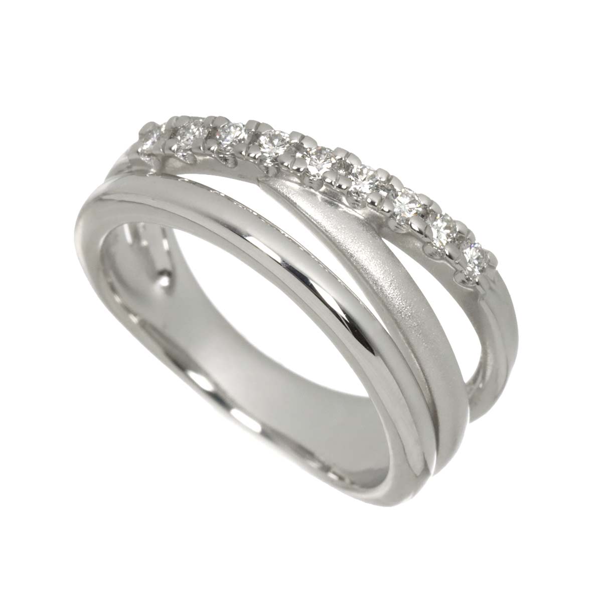 Diamond 0.15ct Ring 18K White Gold 750 Size5.5-5.75(US)