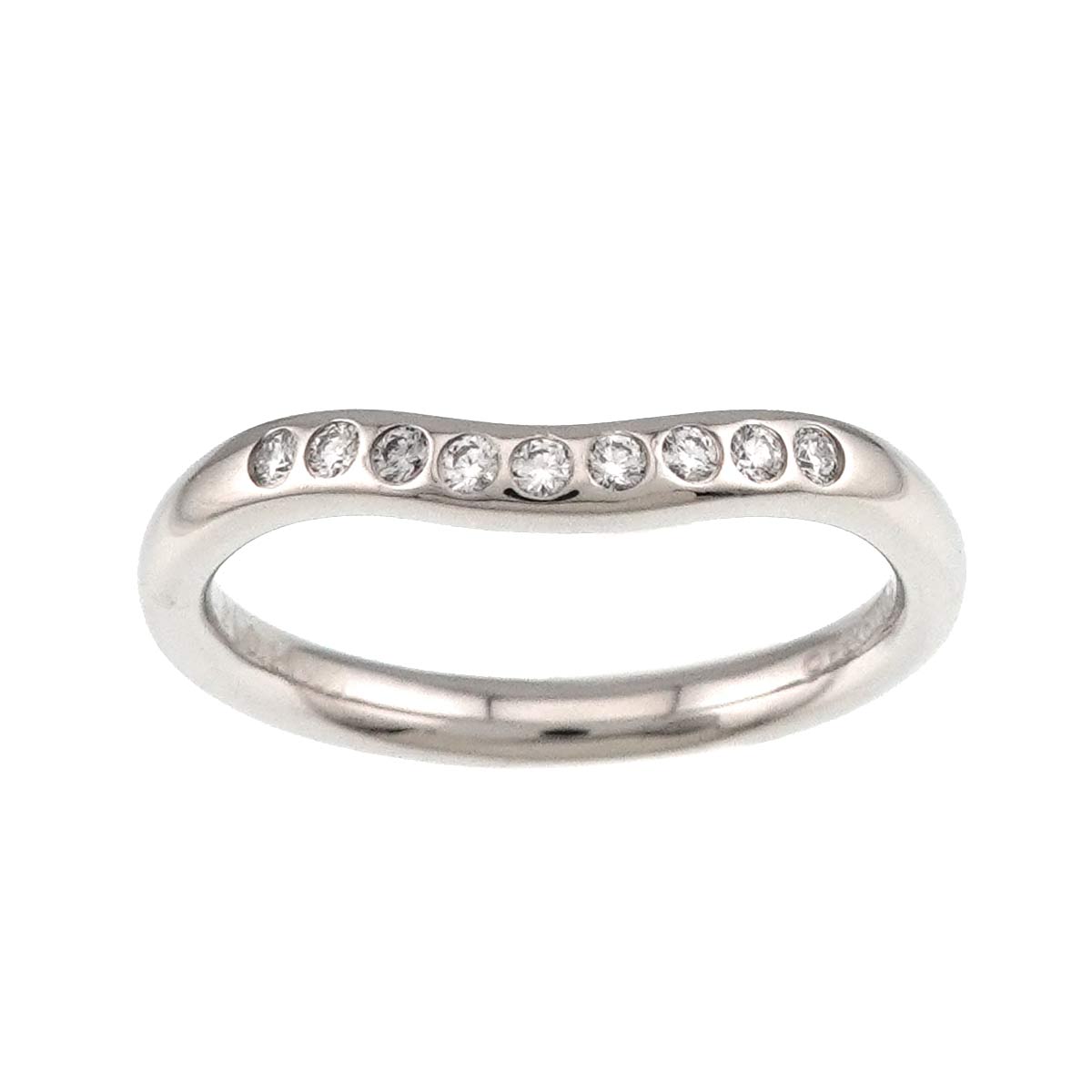 Curved Band Diamond Ring Platinum size3.25-3.75(US)