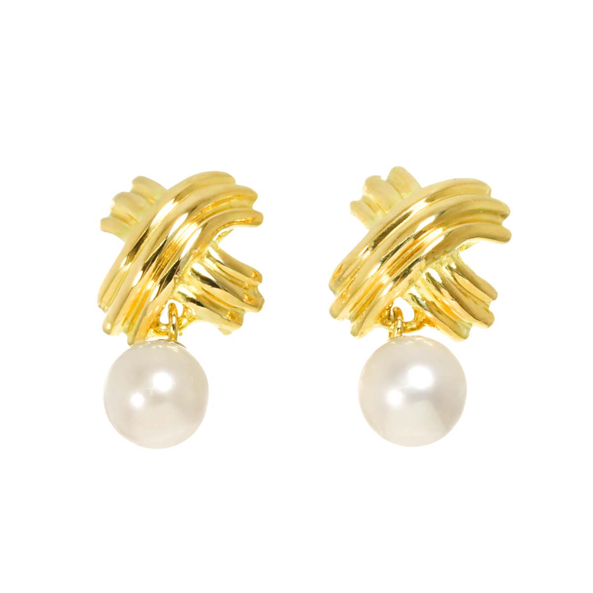 Signature Pearl 5.0mm Earrings Pierced 18K YG 750