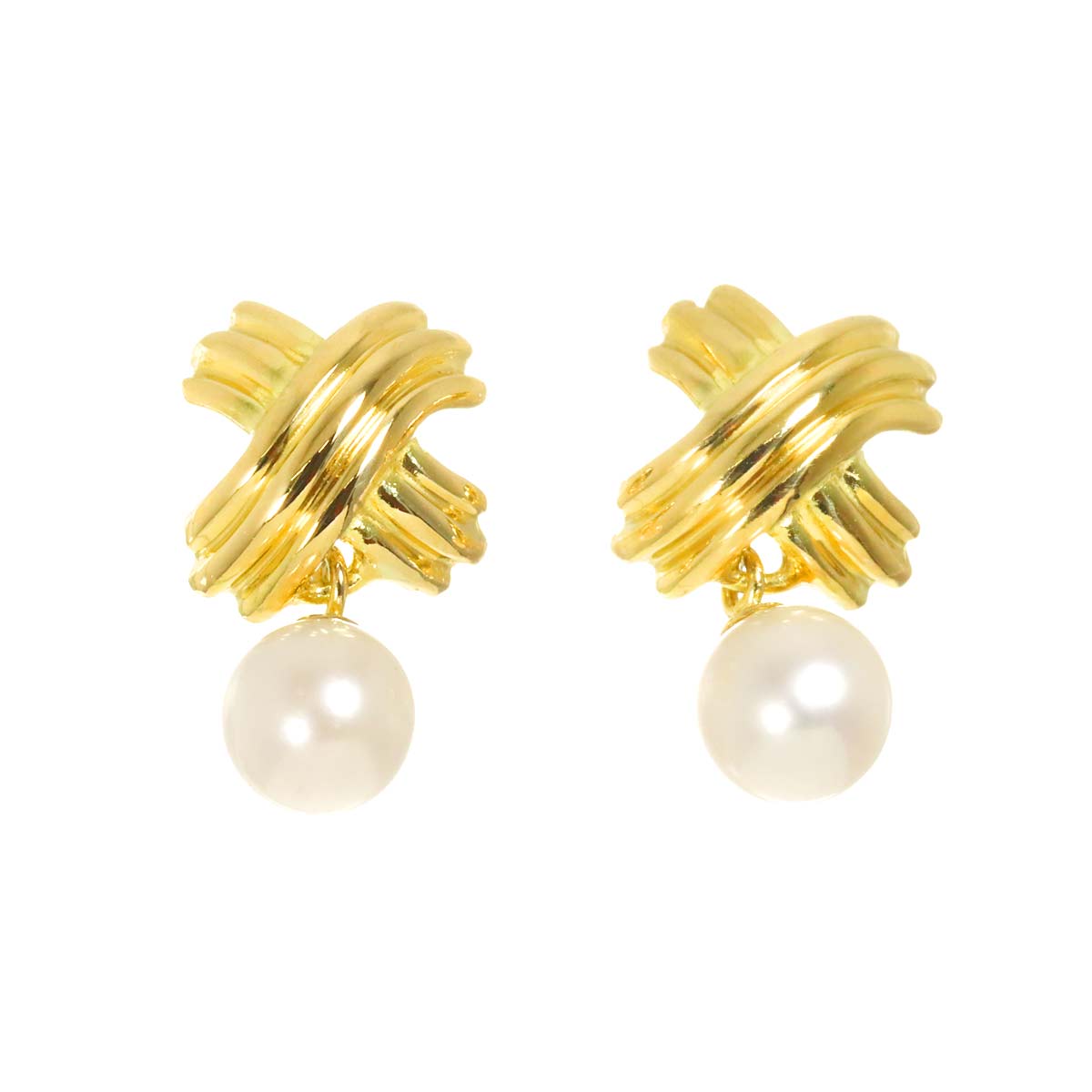 Signature Pearl 5.0mm Earrings Pierced 18K YG 750