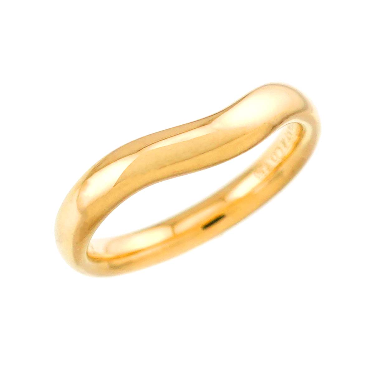Wide Curved Band Ring 18K Yellow Gold size4.5(US)
