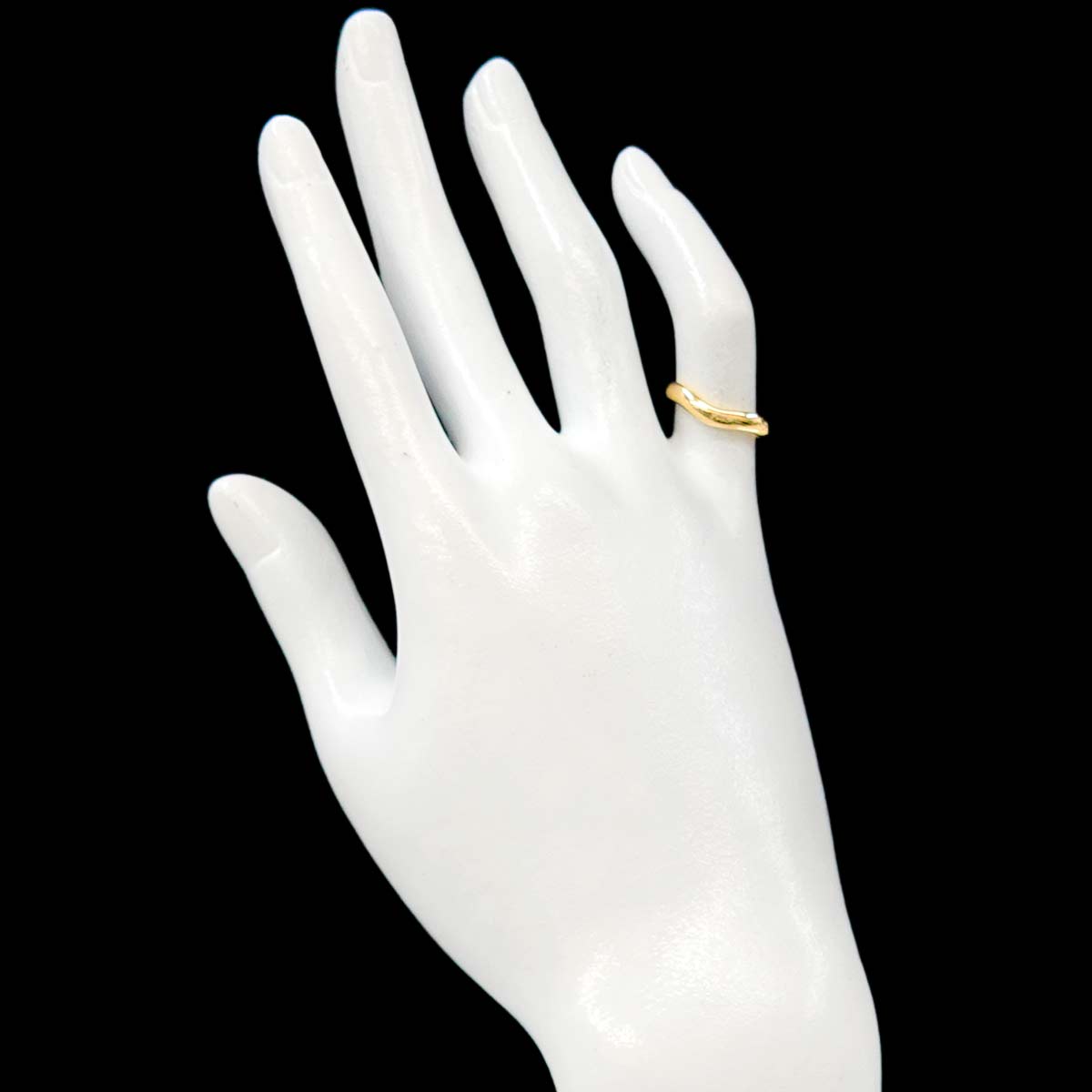 Wide Curved Band Ring 18K Yellow Gold size4.5(US)