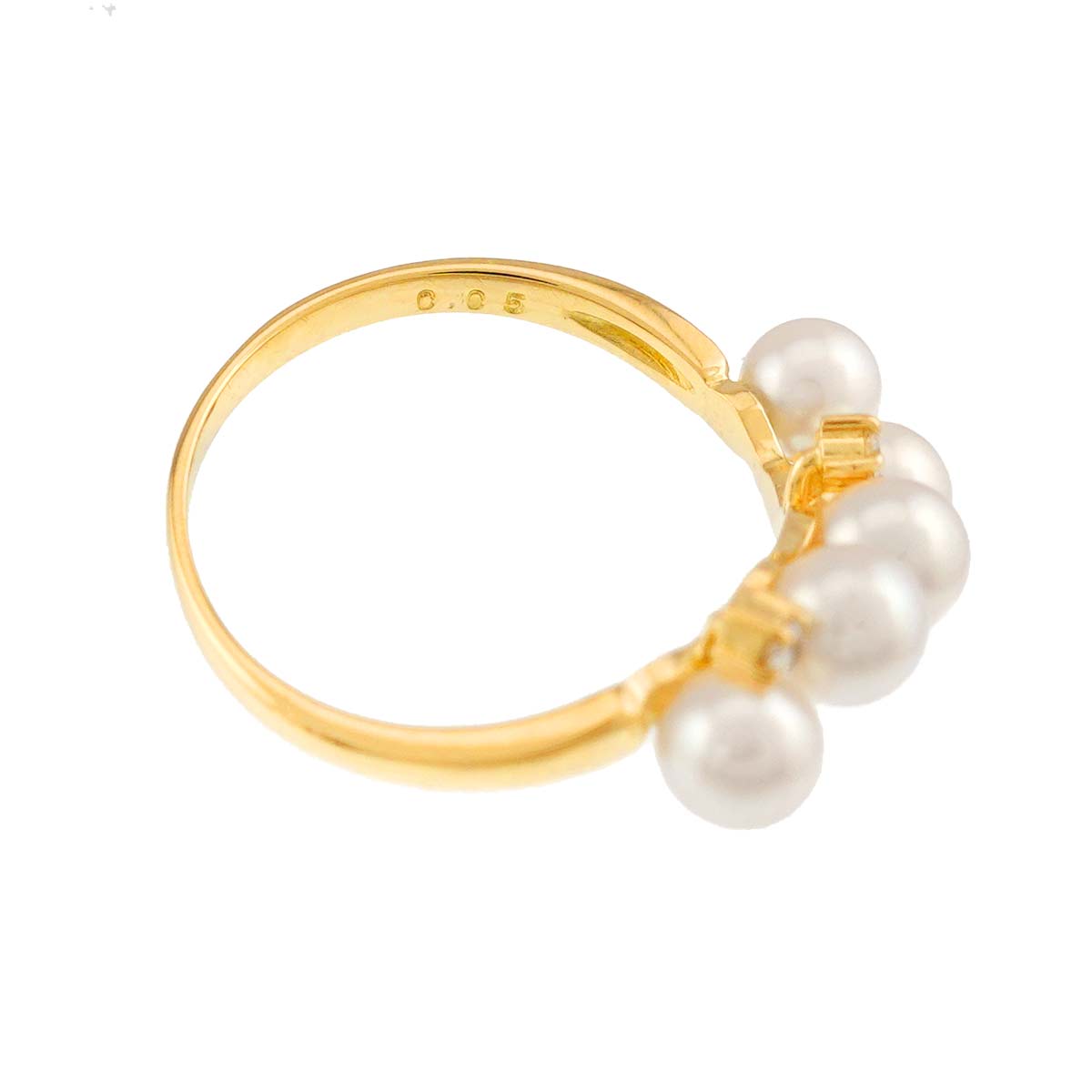 Baby Pearl 4.3mm Diamond 0.05ct Ring 18K YG 750 5.5-5.75(US)