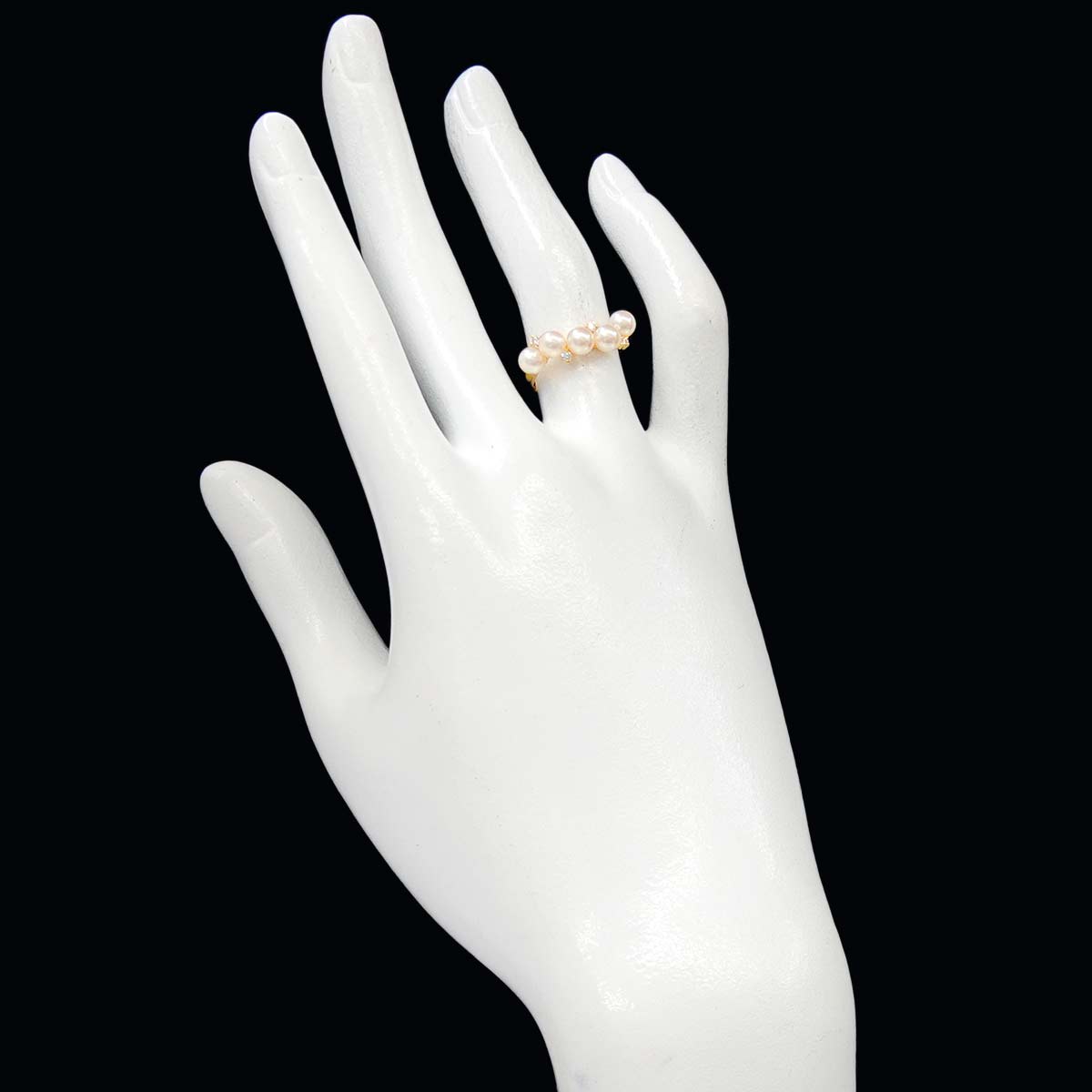 Baby Pearl 4.3mm Diamond 0.05ct Ring 18K YG 750 5.5-5.75(US)
