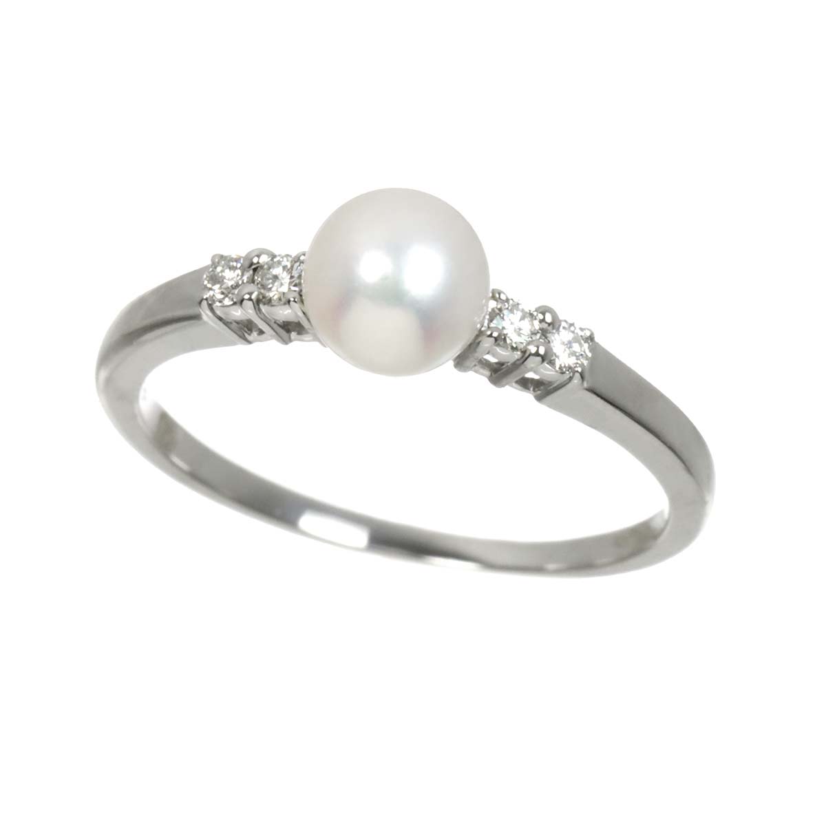 Akoya Pearl 5.8mm Diamond Ring 18K WG 750 size6.75(US)