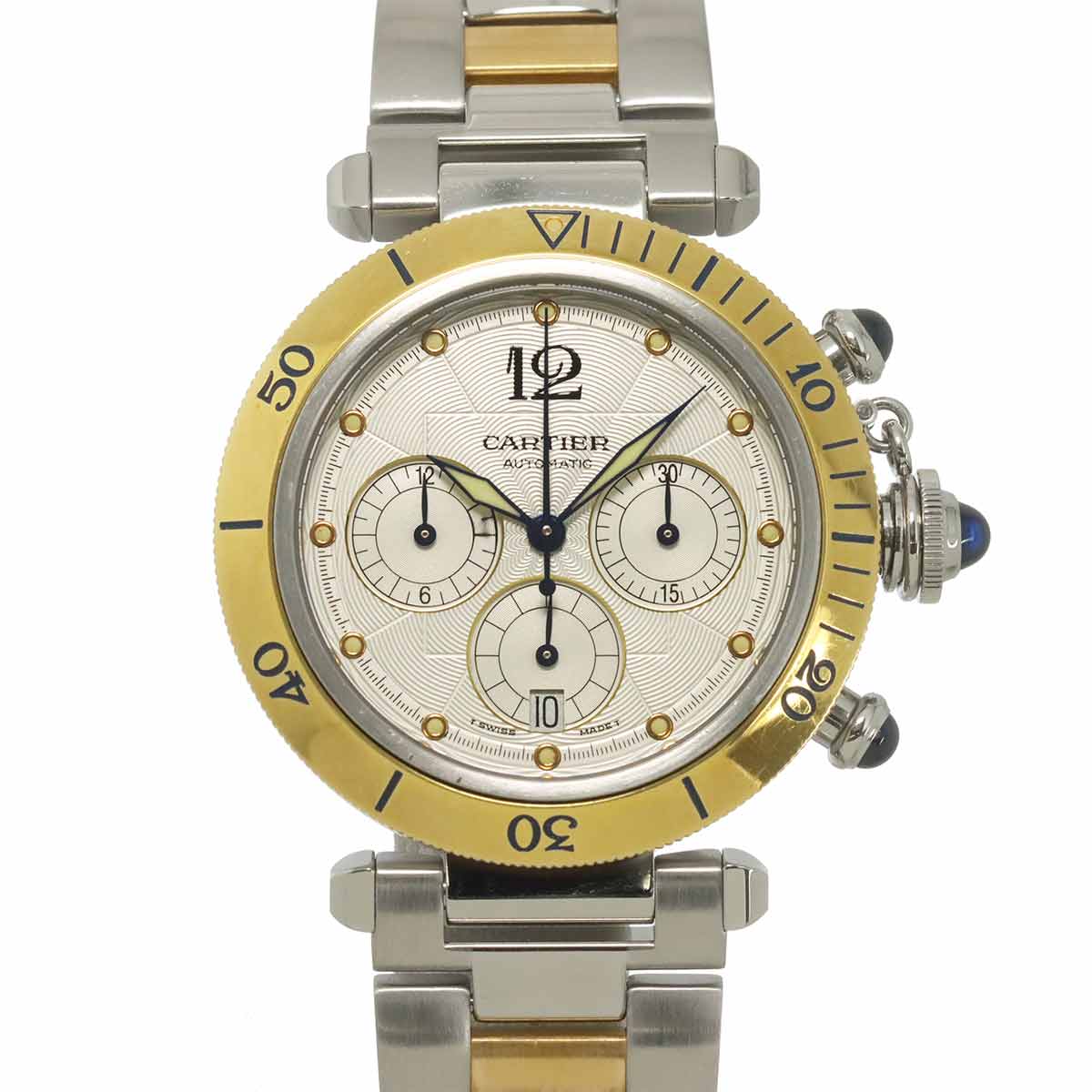 Pasha 38mm W31036T6 Chronograph Date Automatic Silver Dial