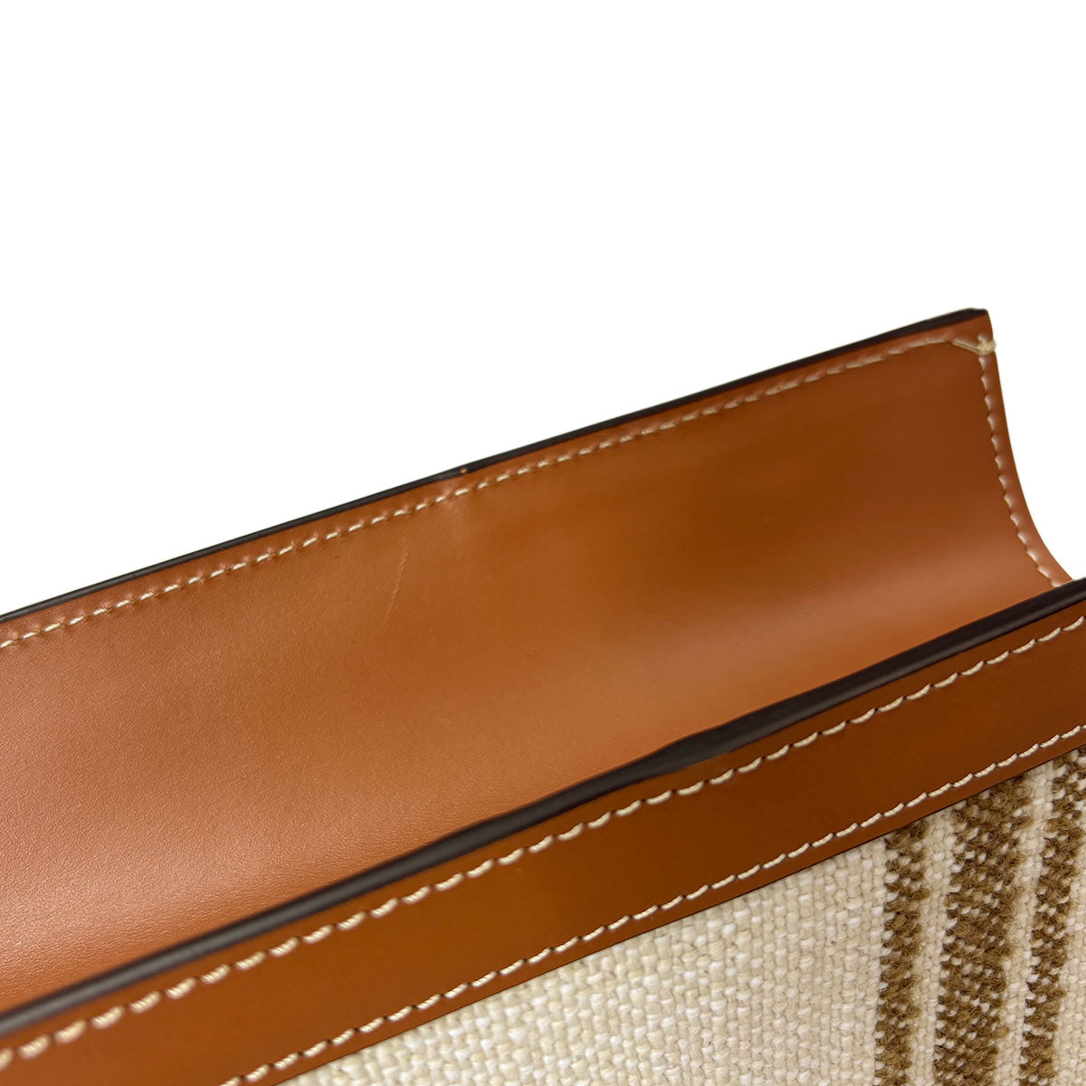 Small Vertical Cabas Tote Shoulder Bag Textile Leather Tabacco