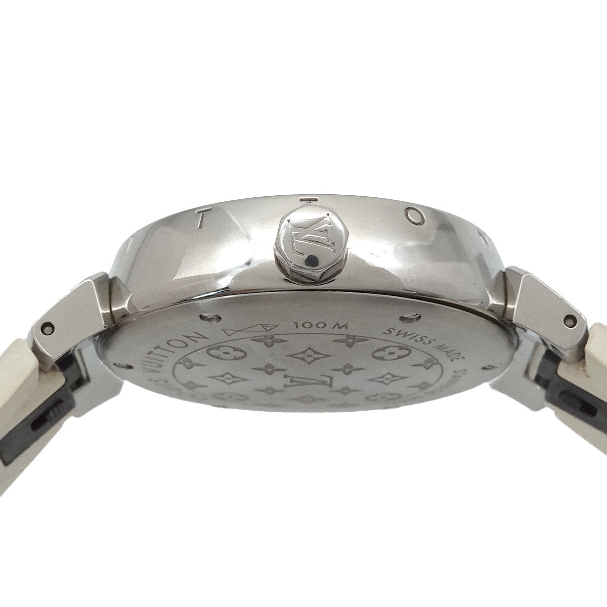 Tambour MM QA116 Quartz Monogram White Dial Ladies