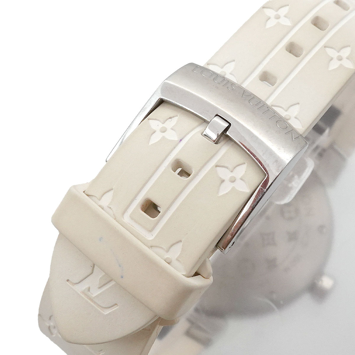 Tambour MM QA116 Quartz Monogram White Dial Ladies