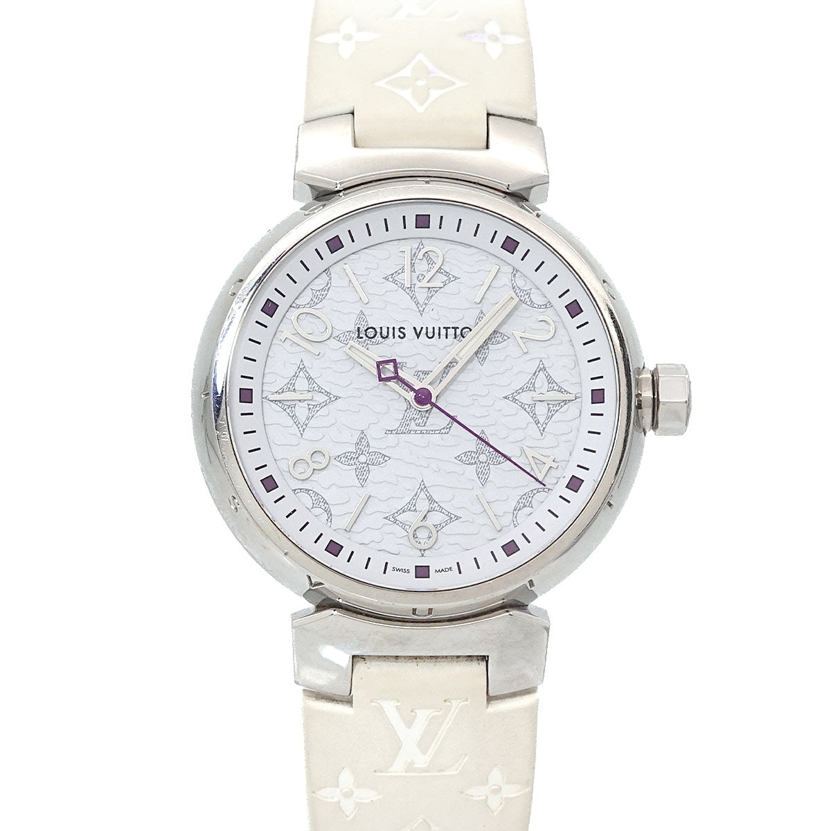 Tambour MM QA116 Quartz Monogram White Dial Ladies