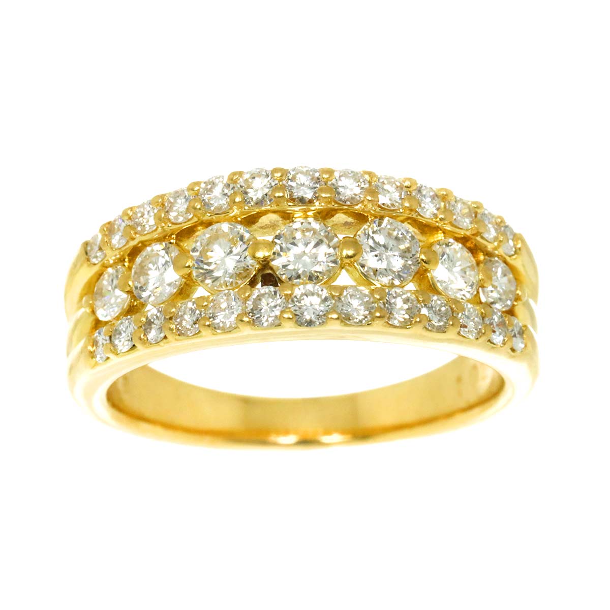 Diamond 1.02ct Ring 18K YG Yellow Gold 750 Size6(US)