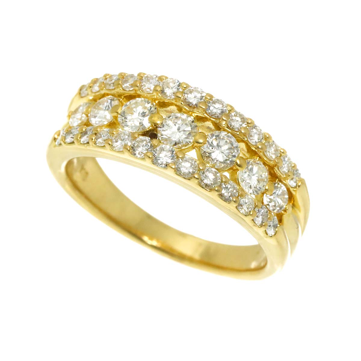 Diamond 1.02ct Ring 18K YG Yellow Gold 750 Size6(US)