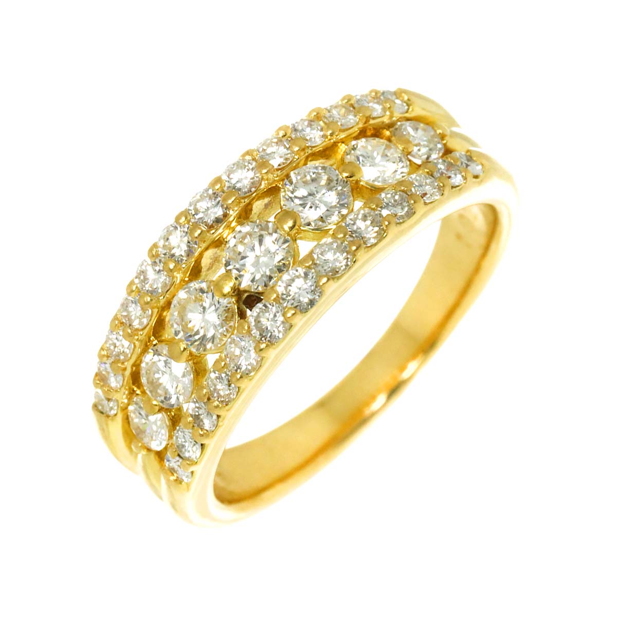 Diamond 1.02ct Ring 18K YG Yellow Gold 750 Size6(US)