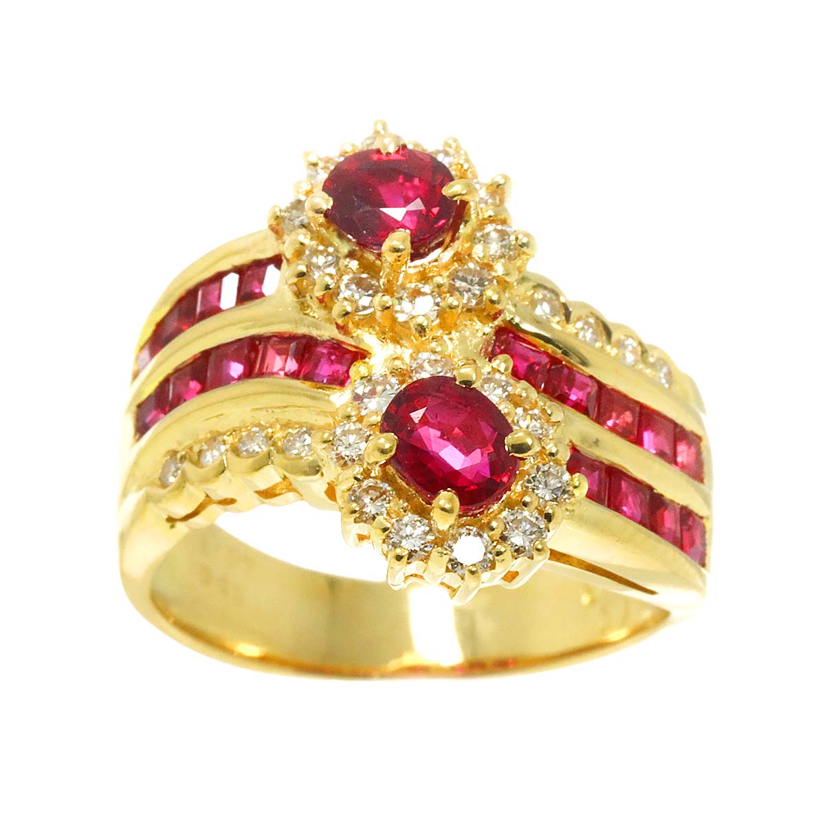 Ruby 1.97ct Diamond 0.43ct Ring 18K YG size5.25(US)