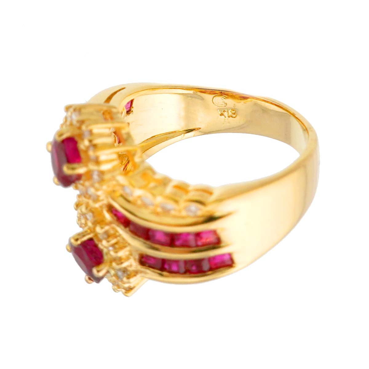 Ruby 1.97ct Diamond 0.43ct Ring 18K YG size5.25(US)