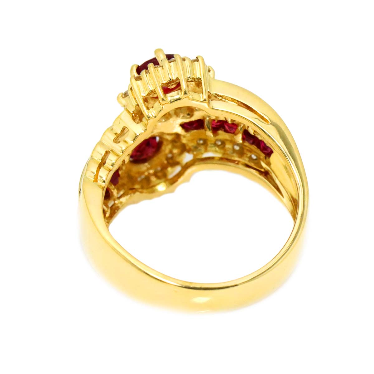 Ruby 1.97ct Diamond 0.43ct Ring 18K YG size5.25(US)