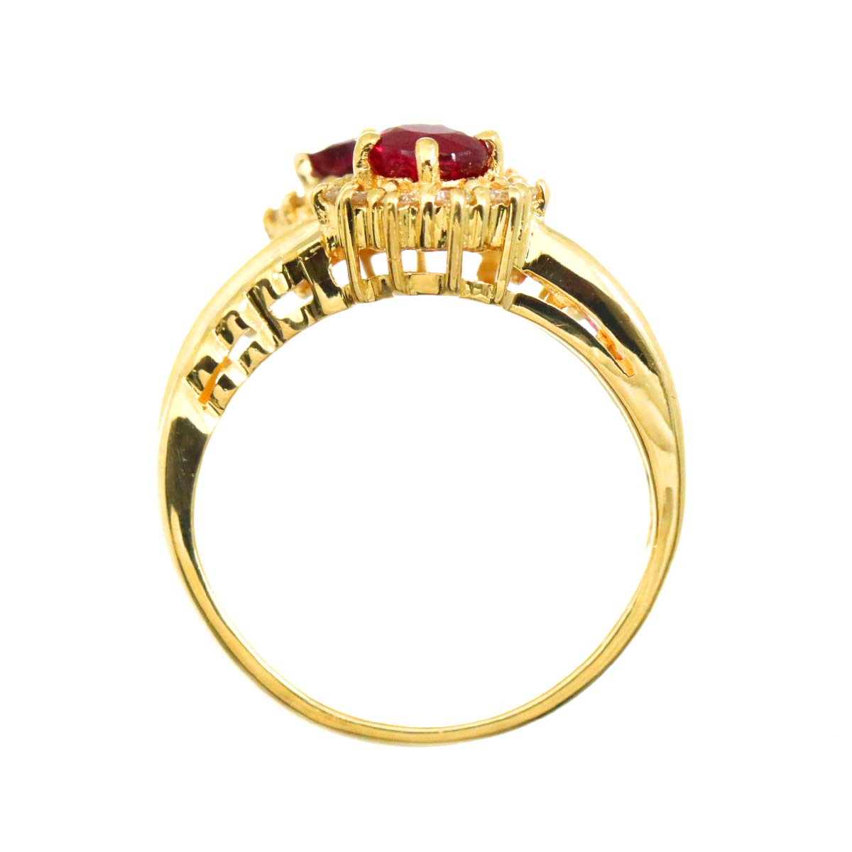 Ruby 1.97ct Diamond 0.43ct Ring 18K YG size5.25(US)
