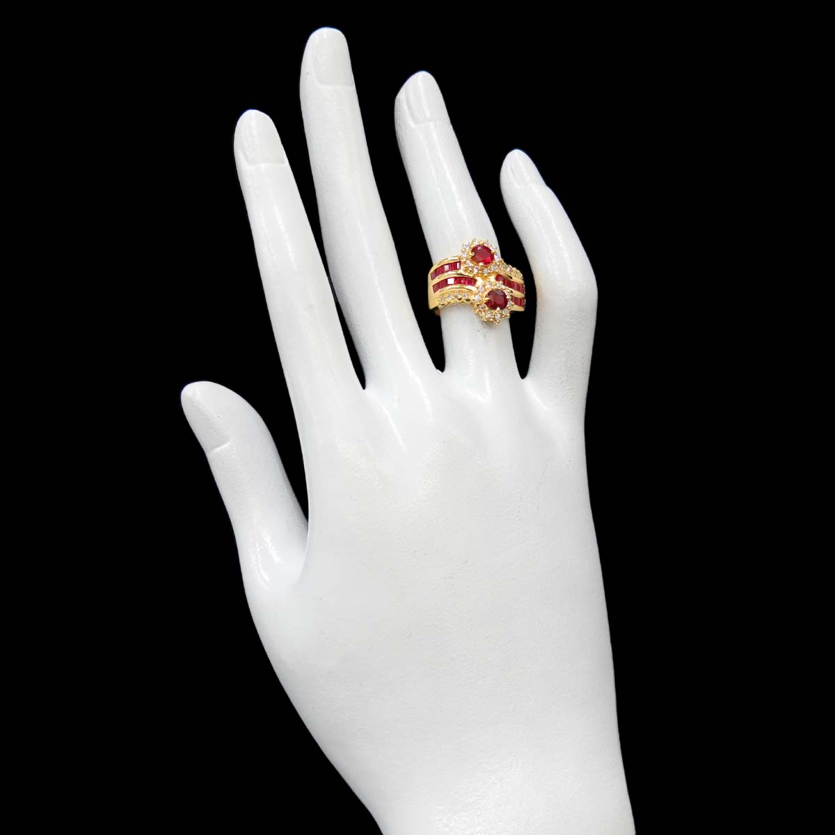 Ruby 1.97ct Diamond 0.43ct Ring 18K YG size5.25(US)