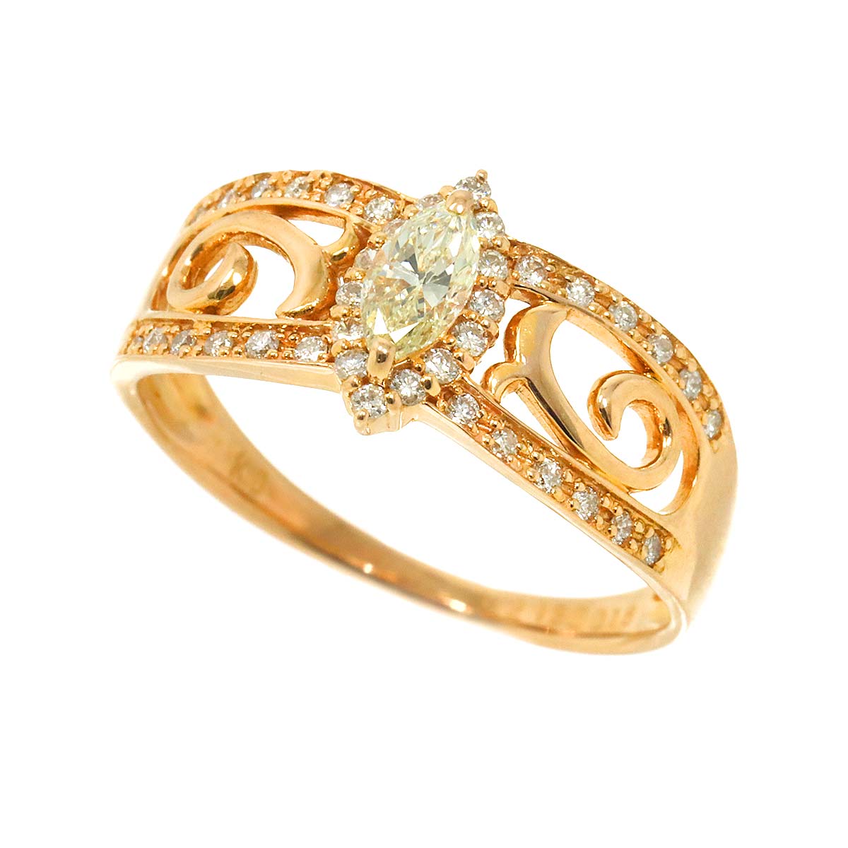 Diamond 0.213ct/0.18ct Ring 18K PG Pink Gold 750 Size5.75-6(US)