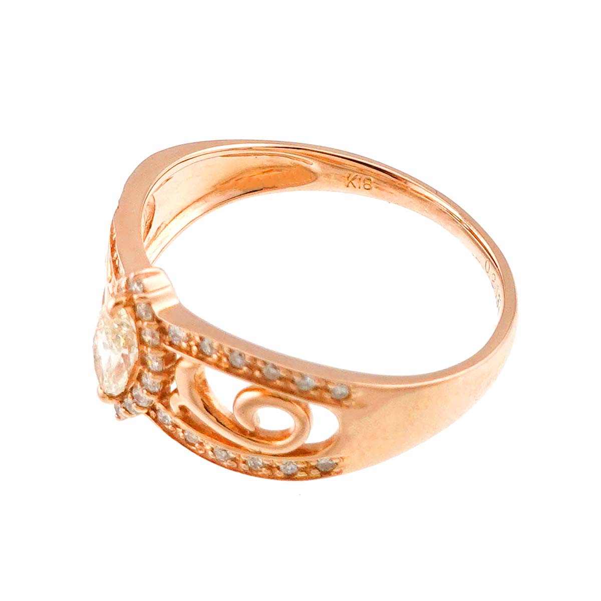 Diamond 0.213ct/0.18ct Ring 18K PG Pink Gold 750 Size5.75-6(US)