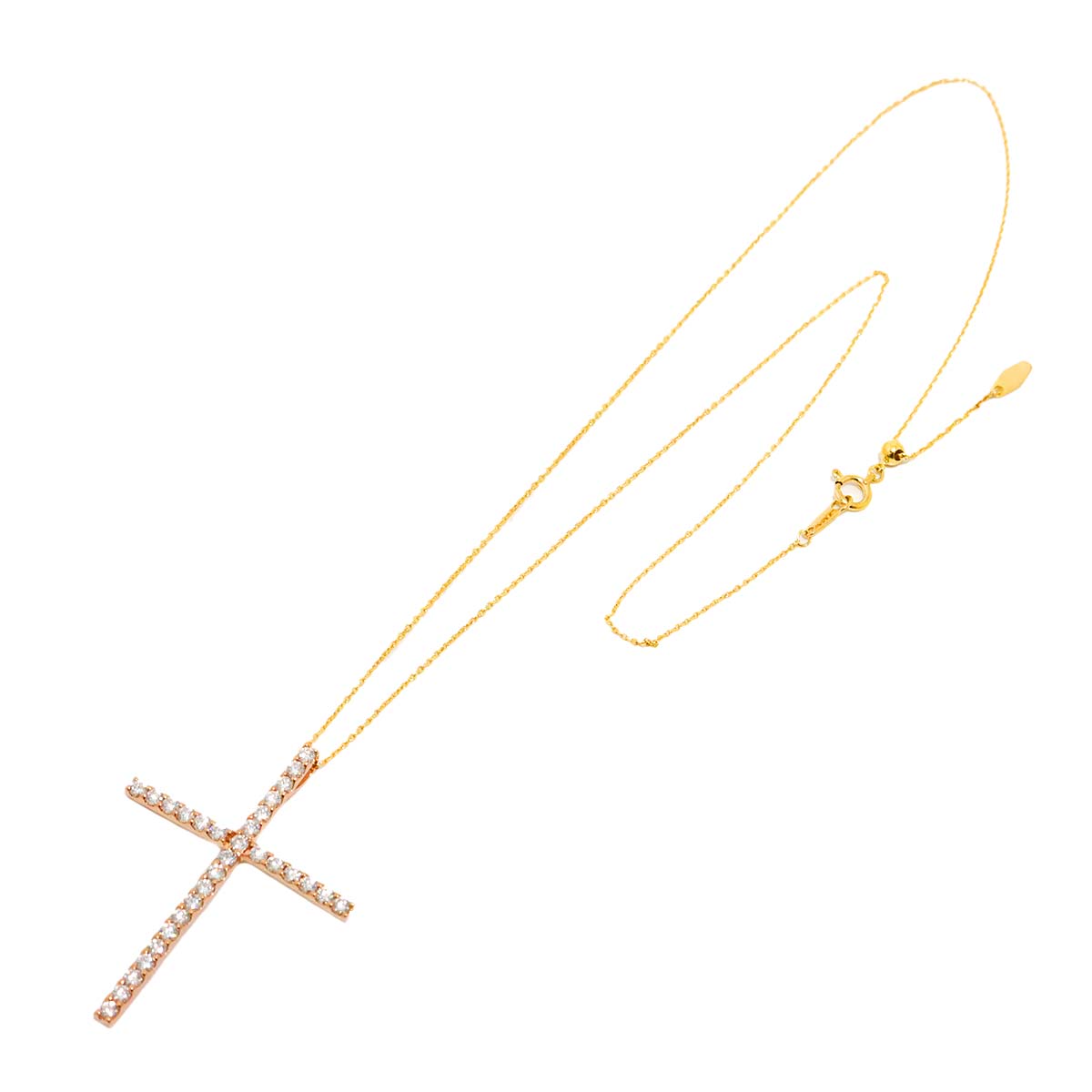 Diamond 1.00ct Necklace 18K K18 PG YG Pink Yellow Gold