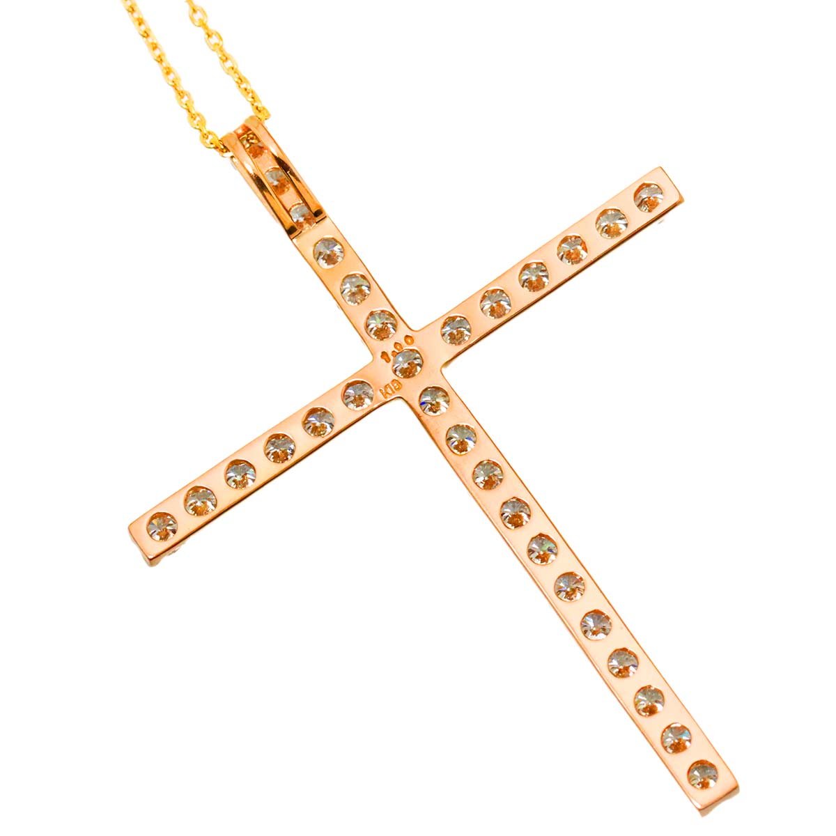 Diamond 1.00ct Necklace 18K K18 PG YG Pink Yellow Gold