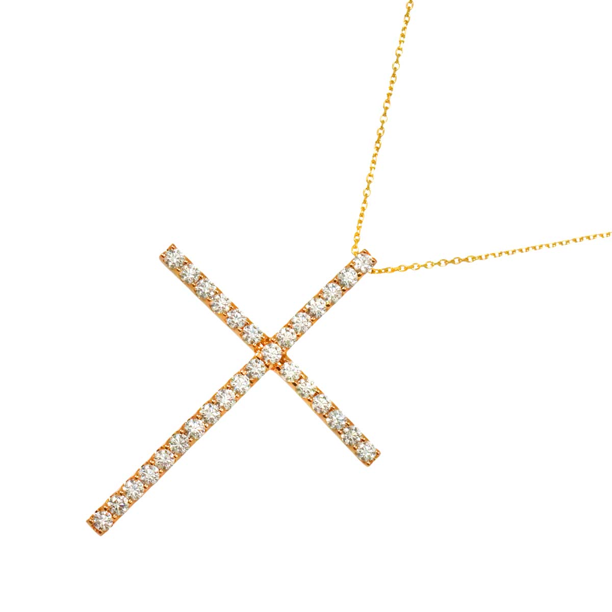 Diamond 1.00ct Necklace 18K K18 PG YG Pink Yellow Gold