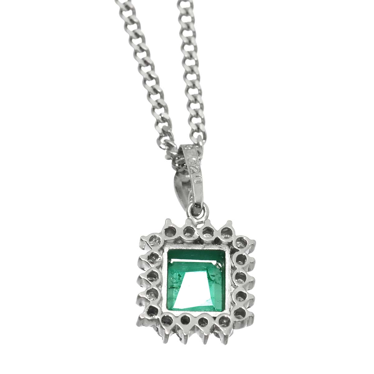 Emerald 0.73ct Diamond 0.20ct Necklace Pt Platinum