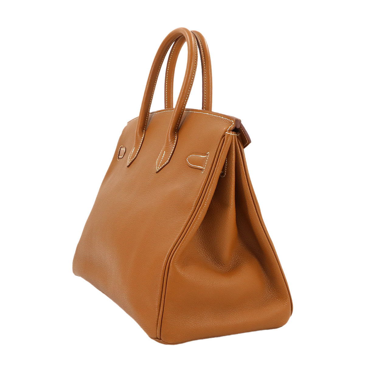 Birkin 35 Togo Gold Hand Bag Purse Brown Leather