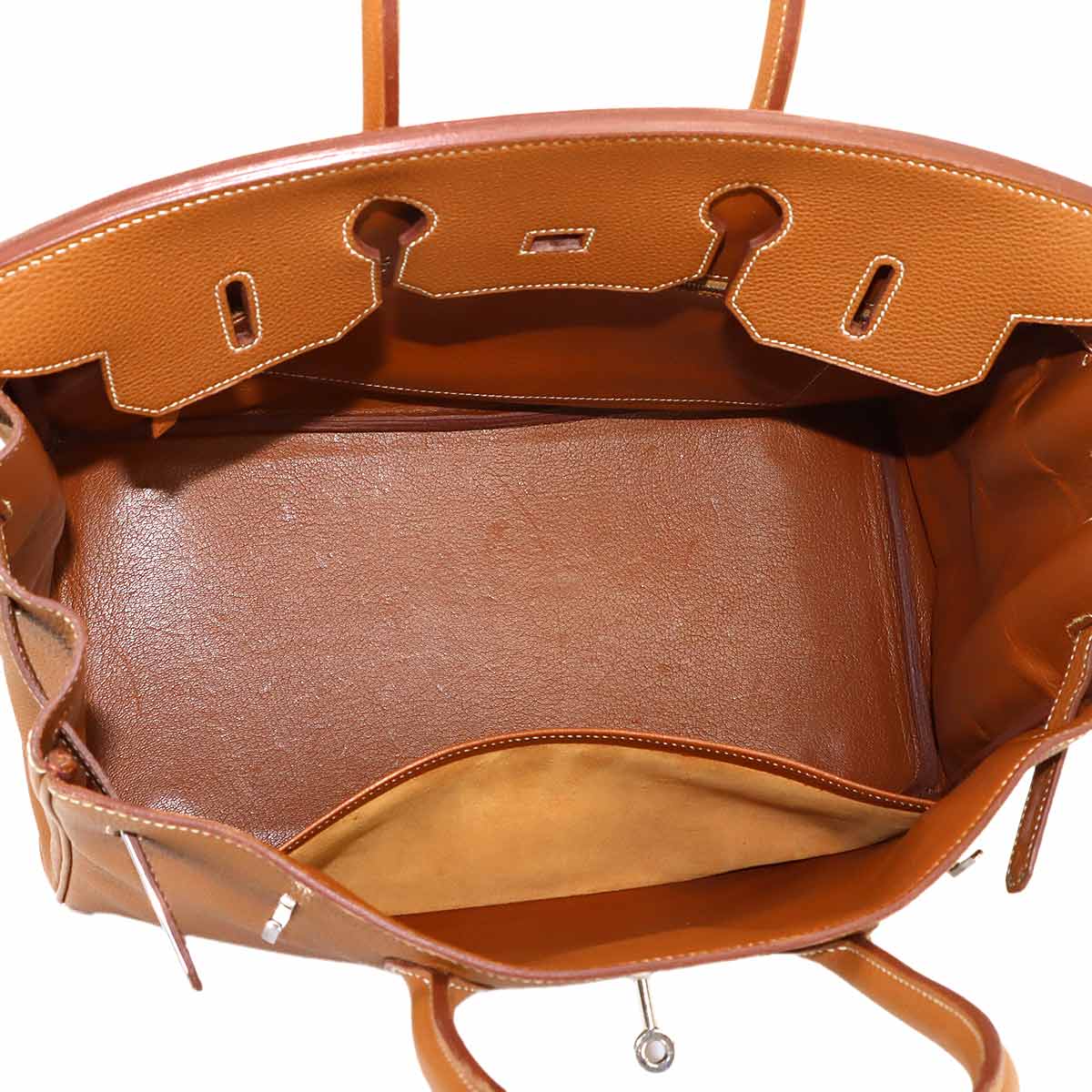 Birkin 35 Togo Gold Hand Bag Purse Brown Leather