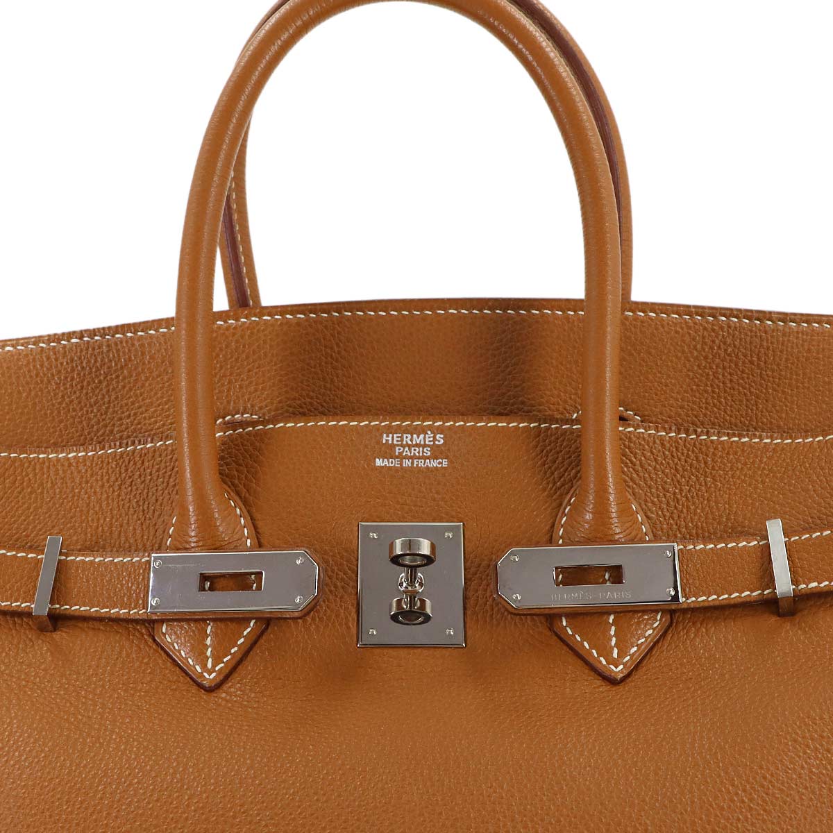 Birkin 35 Togo Gold Hand Bag Purse Brown Leather
