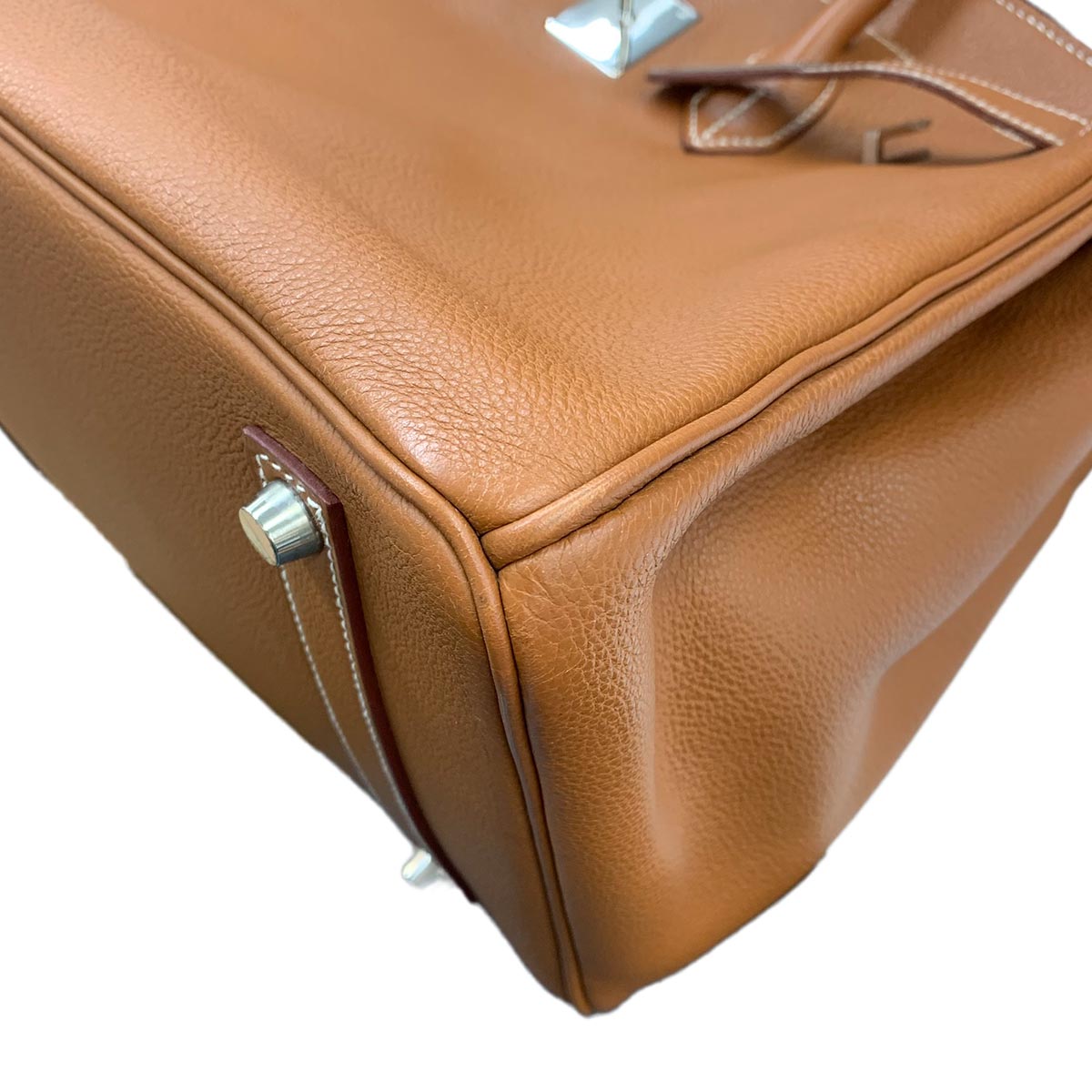 Birkin 35 Togo Gold Hand Bag Purse Brown Leather