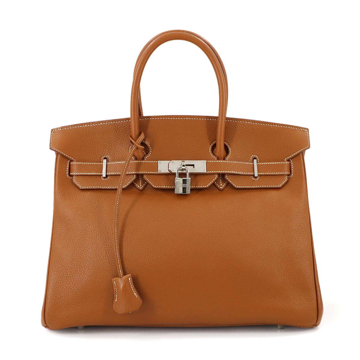 Birkin 35 Togo Gold Hand Bag Purse Brown Leather