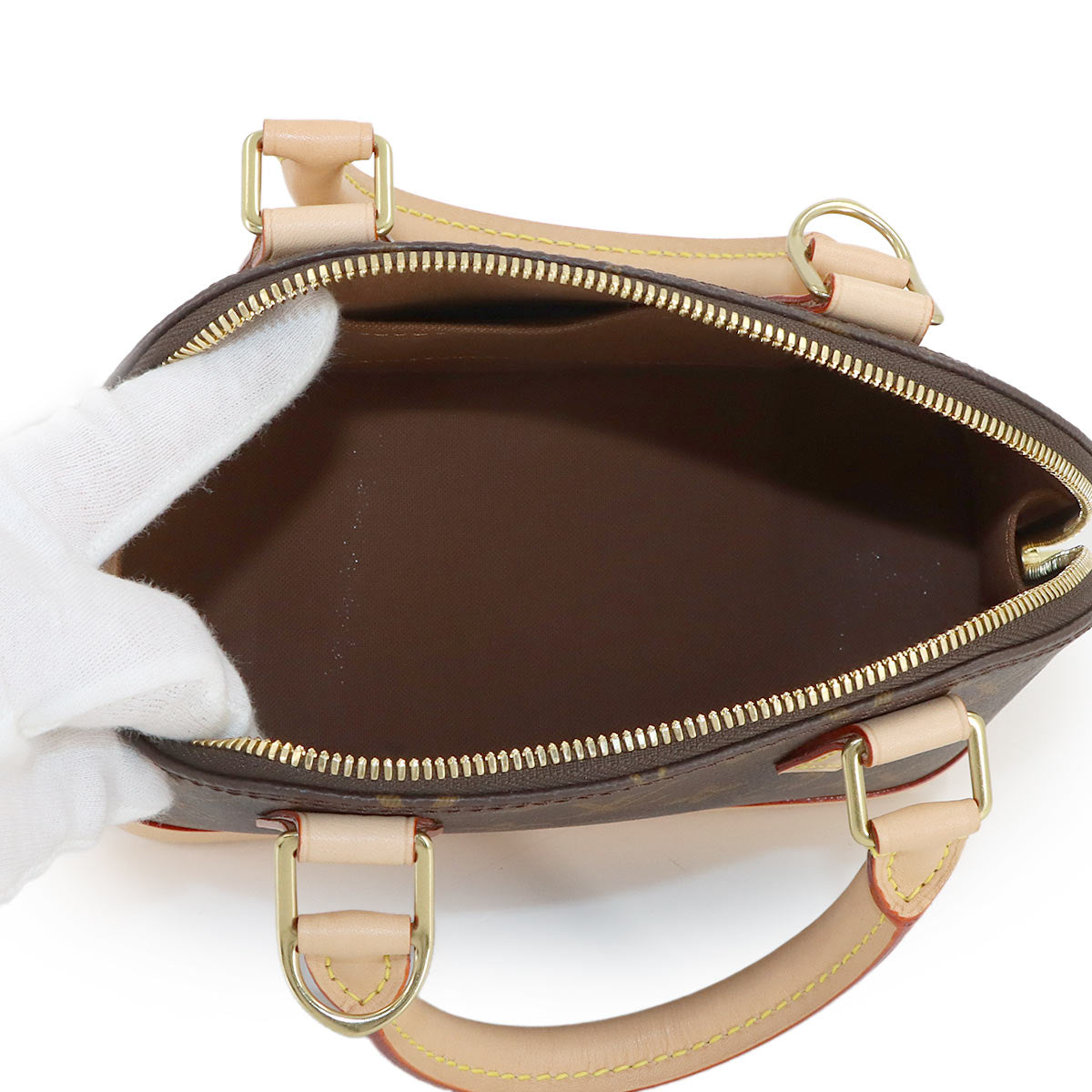 Monogram Alma BB Hand Shoulder Bag Leather Brown M53152