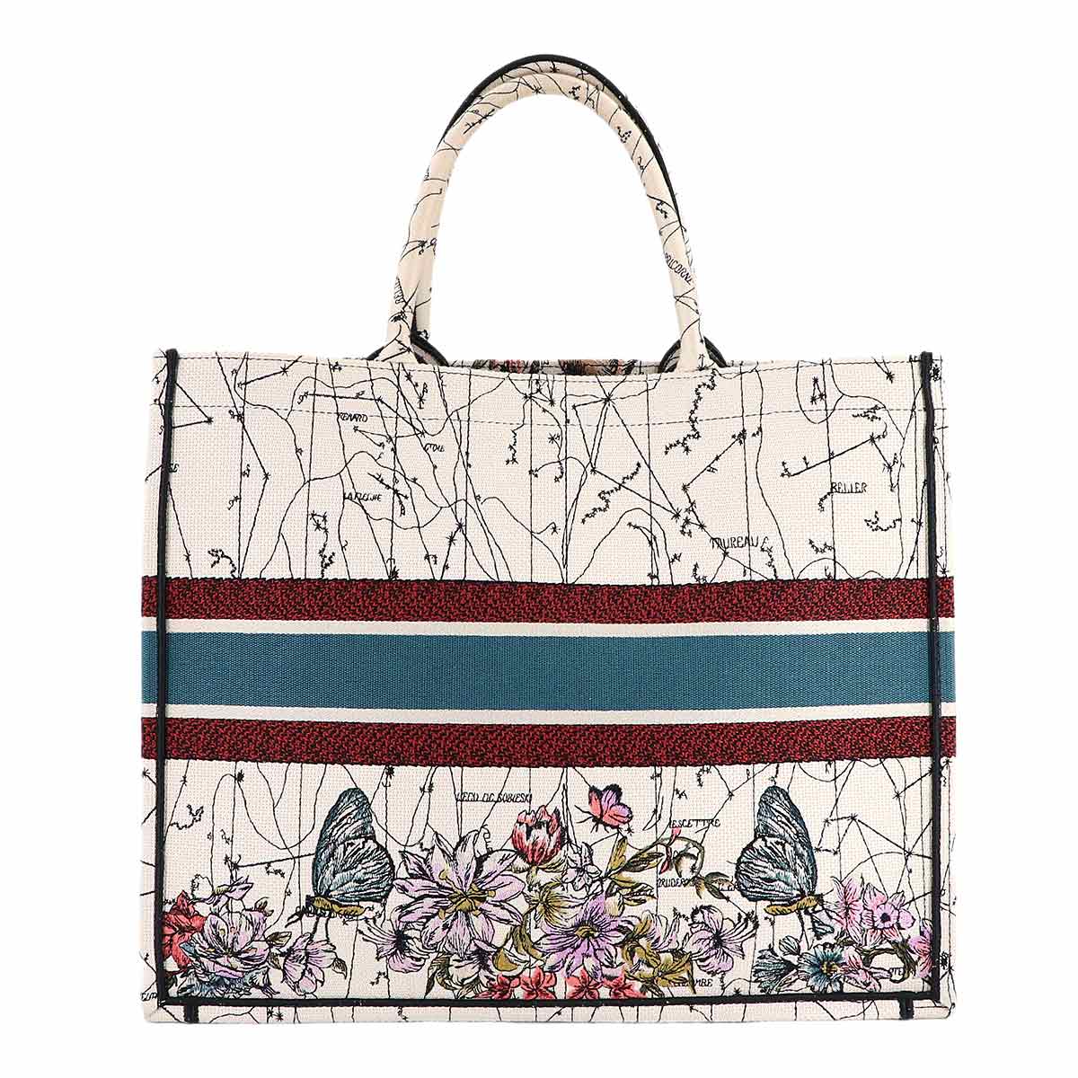 Toile De Jouy Book Tote Large Bag Canvas Multicolor