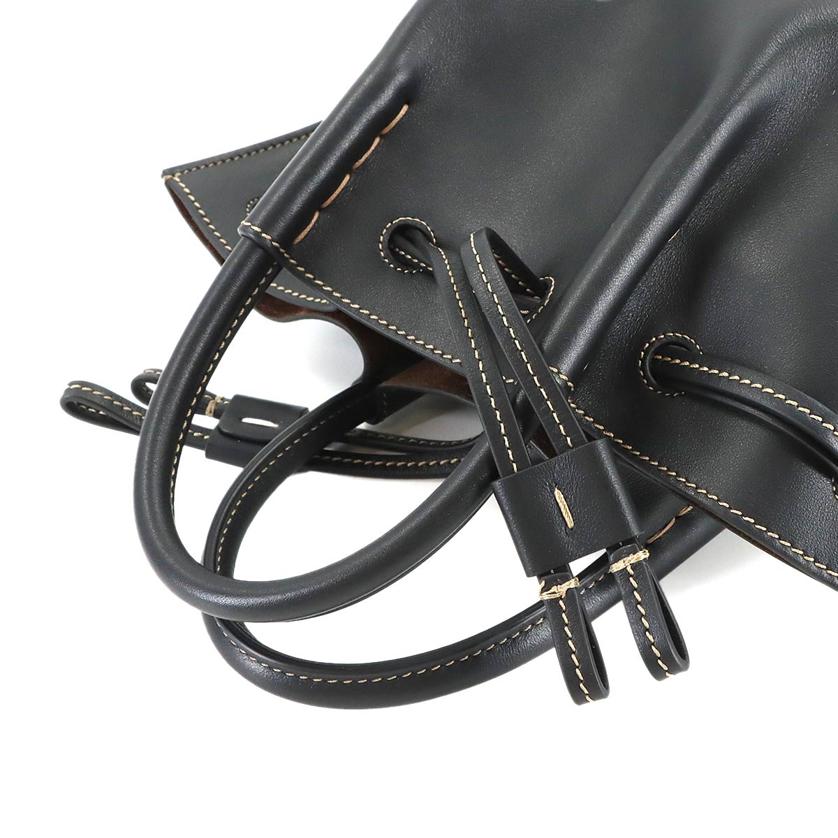 T Timeless Bucket Mini Hand Shoulder Bag Leather Black
