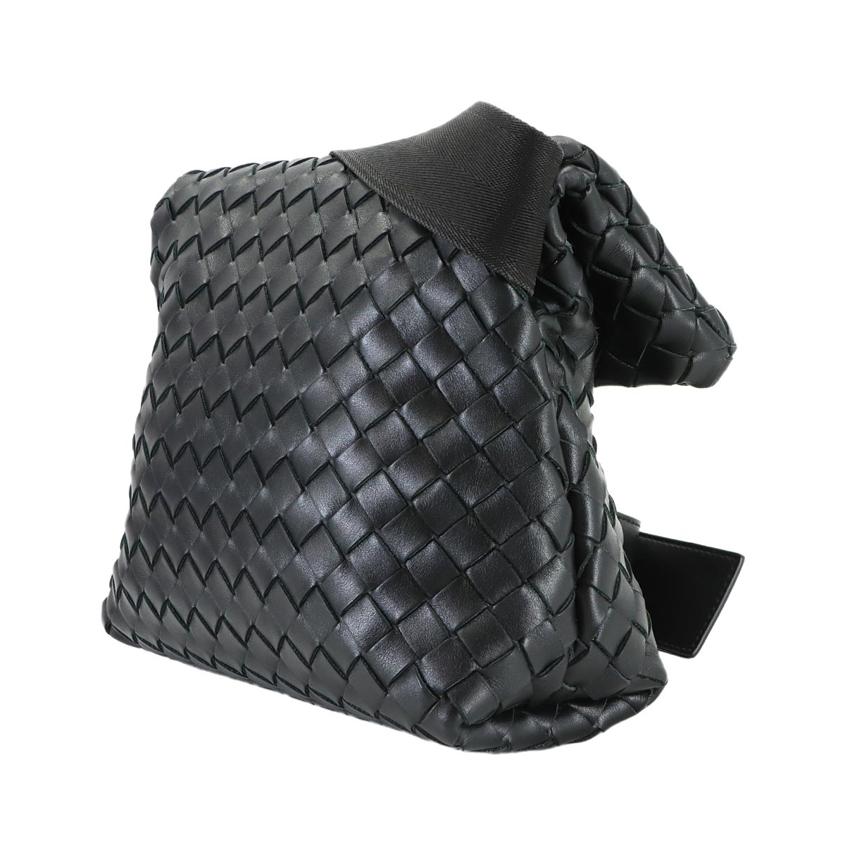 Intrecciato Shoulder Bag Leather Black Purse