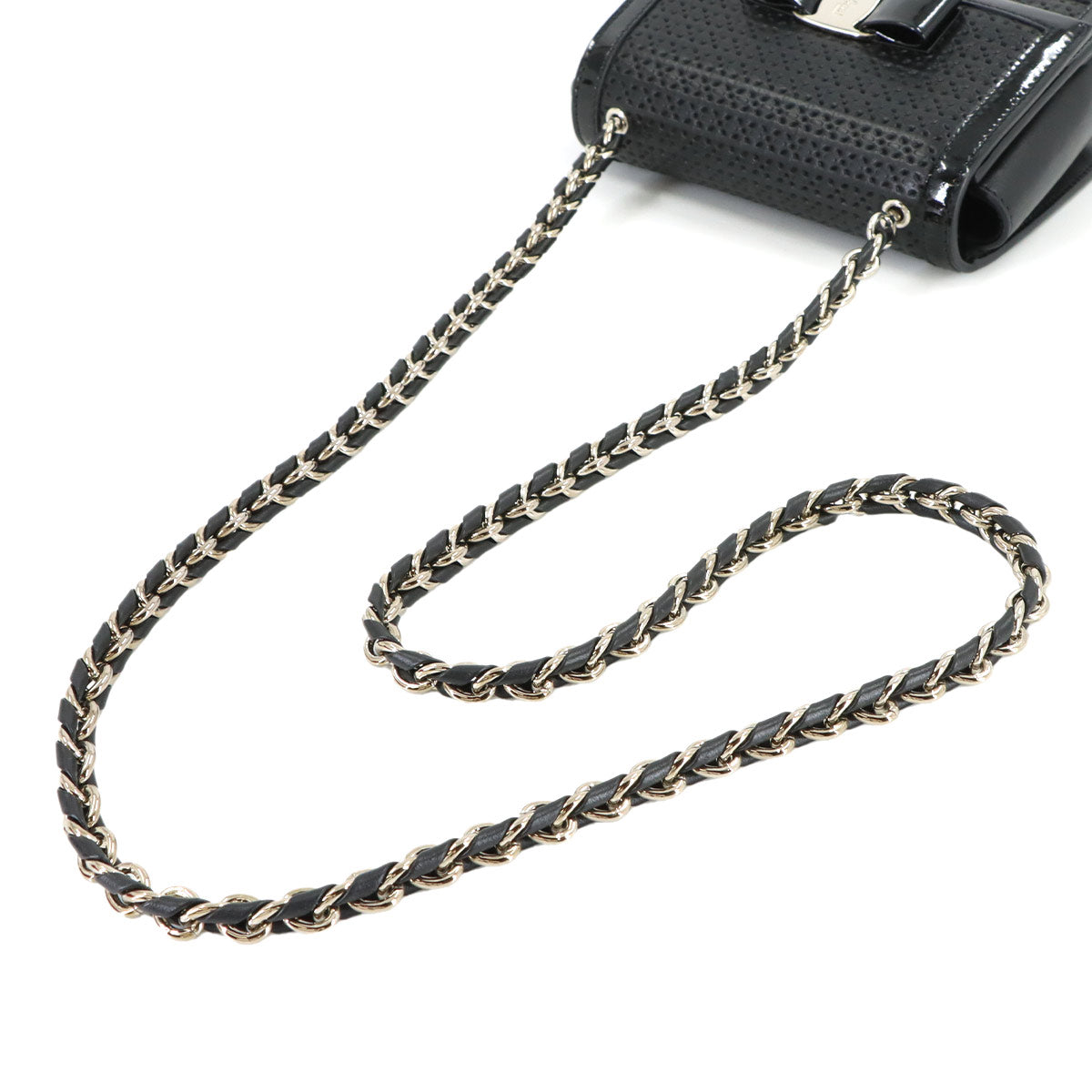 Ginny Vara Ribbon Shoulder Bag Leather Black