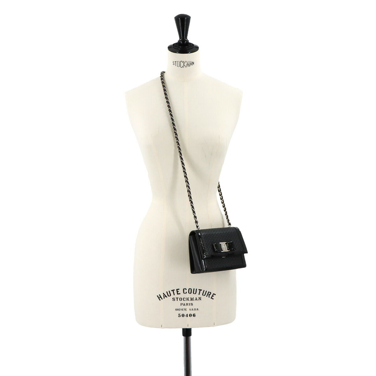 Ginny Vara Ribbon Shoulder Bag Leather Black
