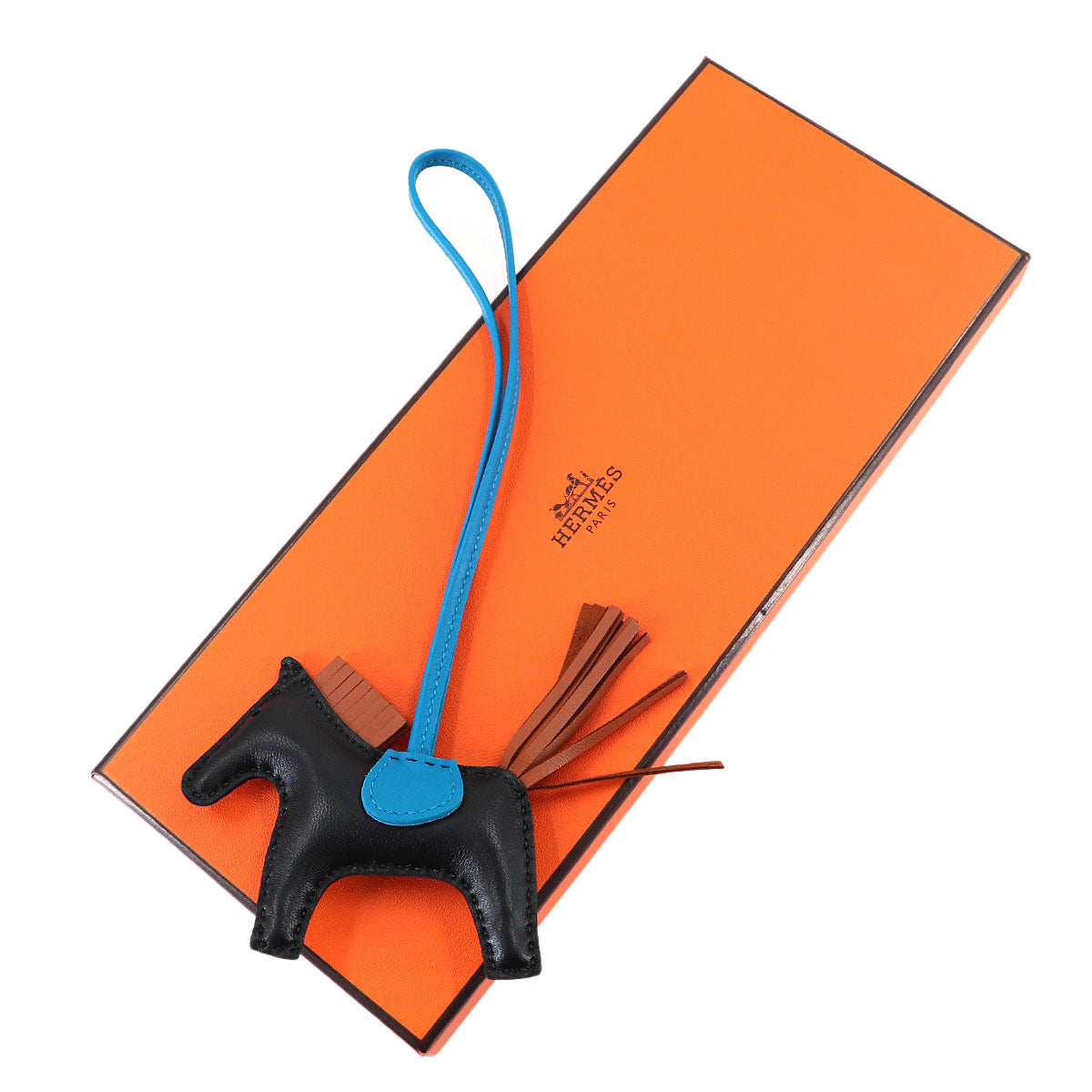 Rodeo PM Bag Charm Agneau Milo Black Gold Blue Zanzibar