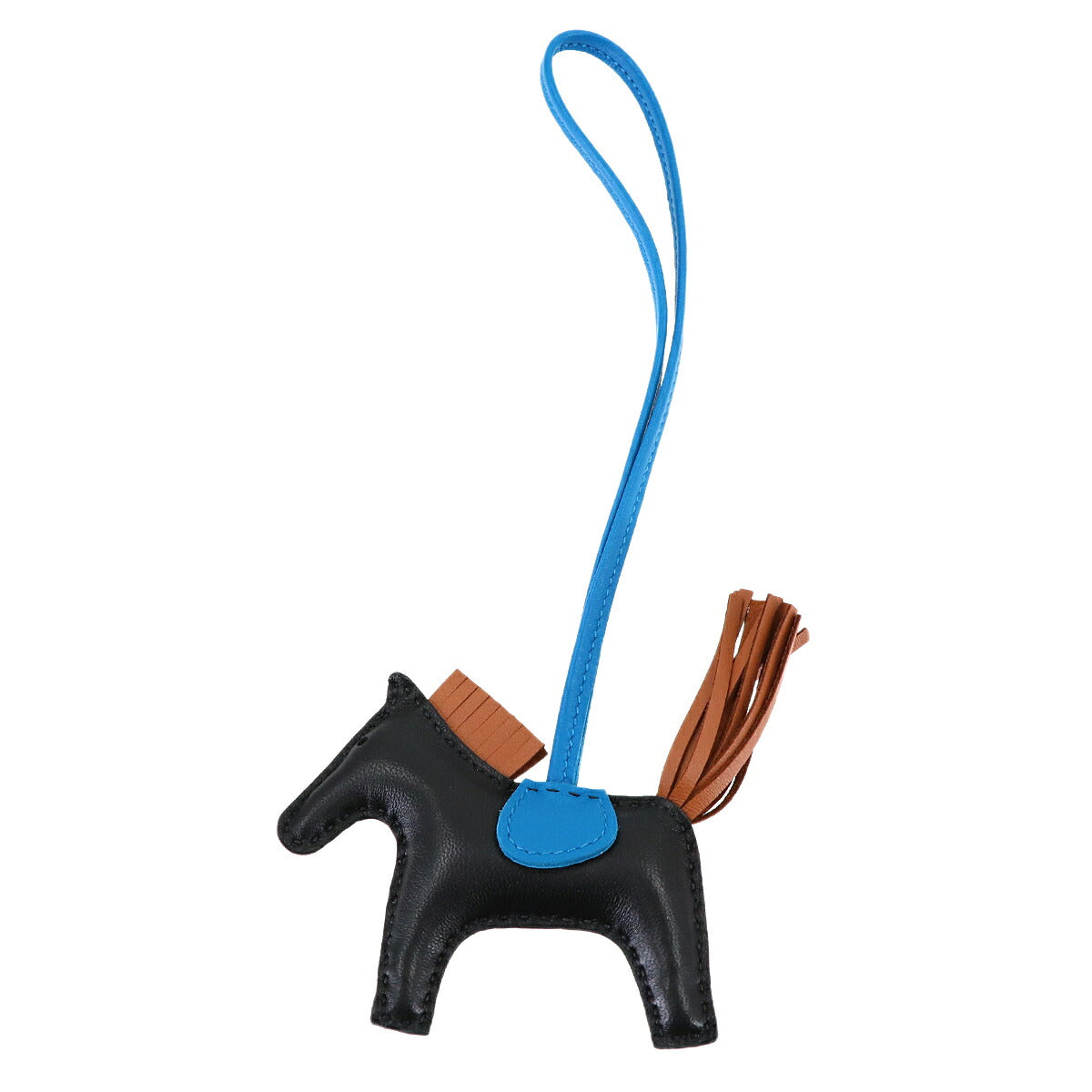 Rodeo PM Bag Charm Agneau Milo Black Gold Blue Zanzibar