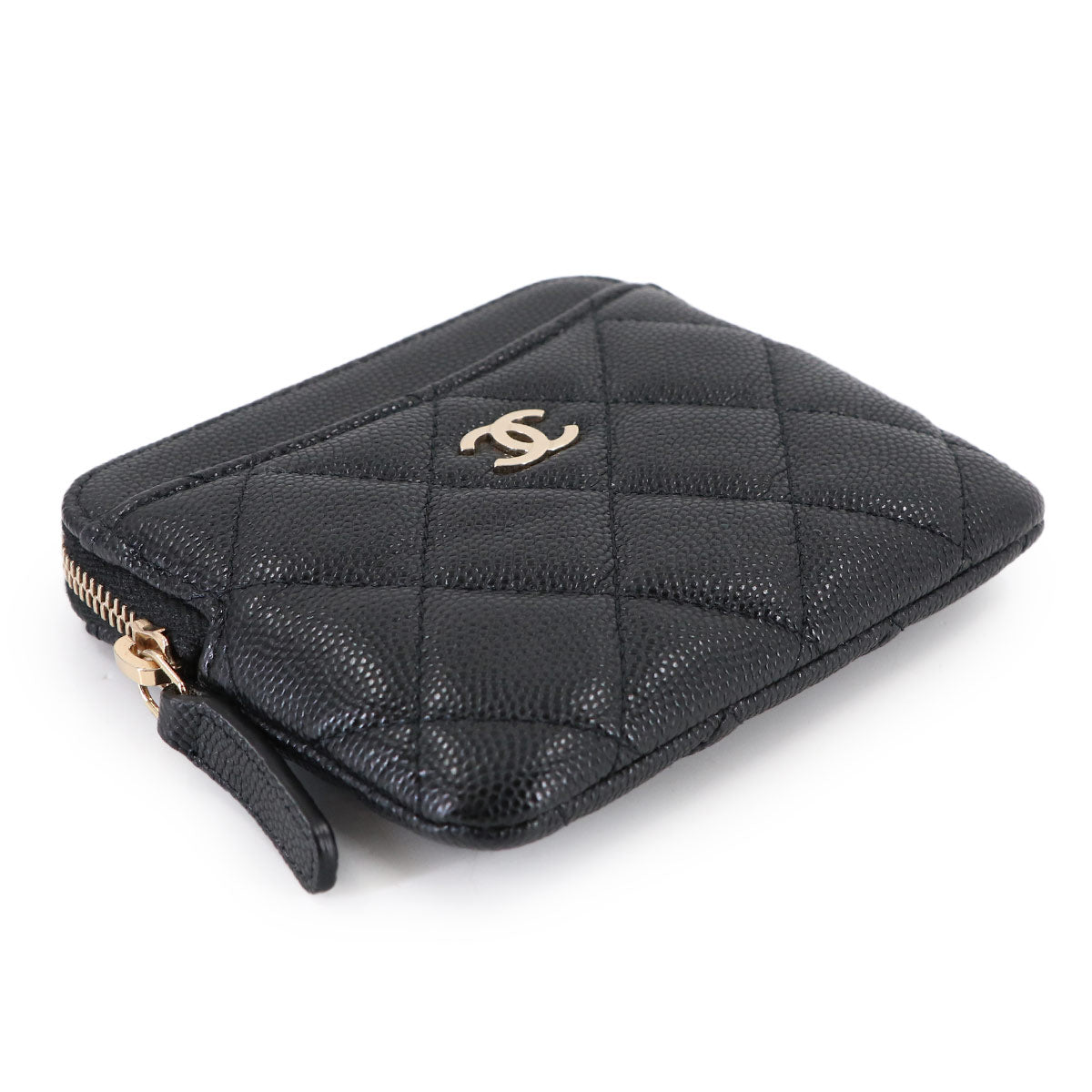Matelasse Coin Case Purse Leather Black AP2061