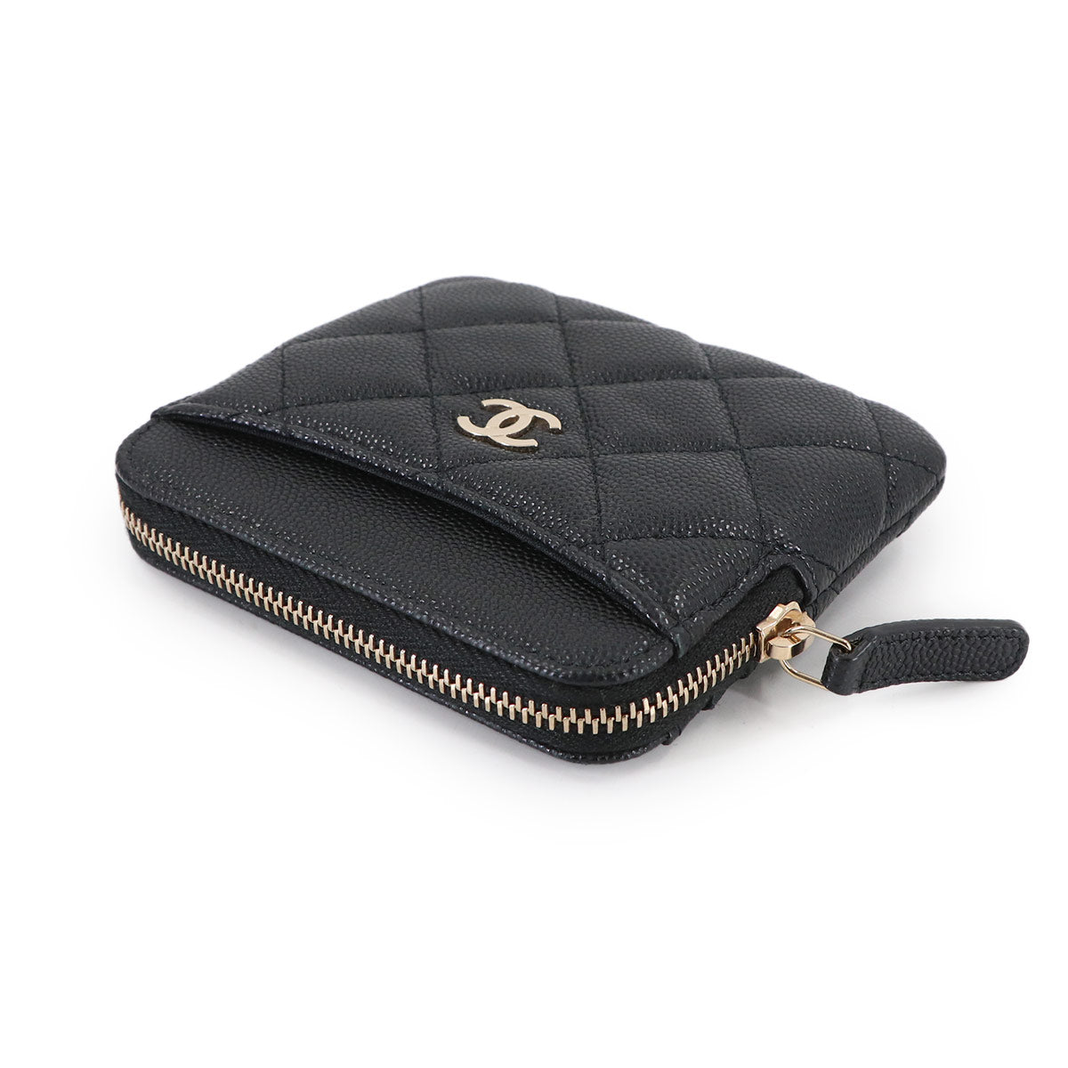 Matelasse Coin Case Purse Leather Black AP2061