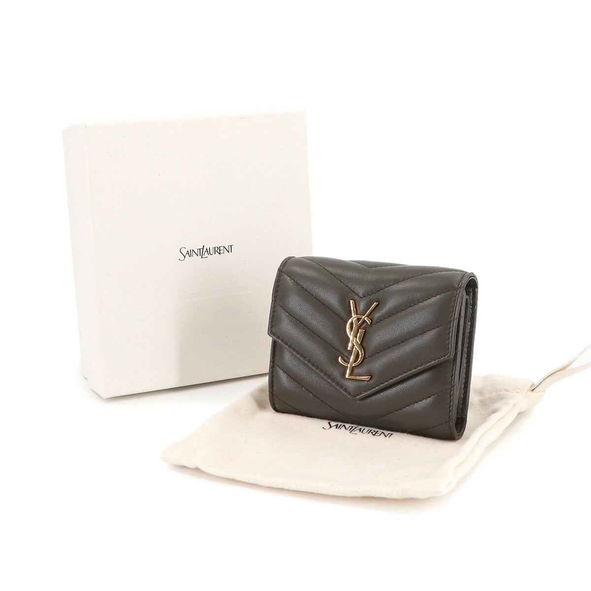 Cassandra Wallet Leather Gray 692061 Compact Purse